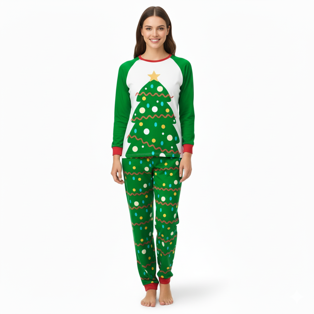 All Over Print Christmas Tree Pattern Family Matching Pajama Set