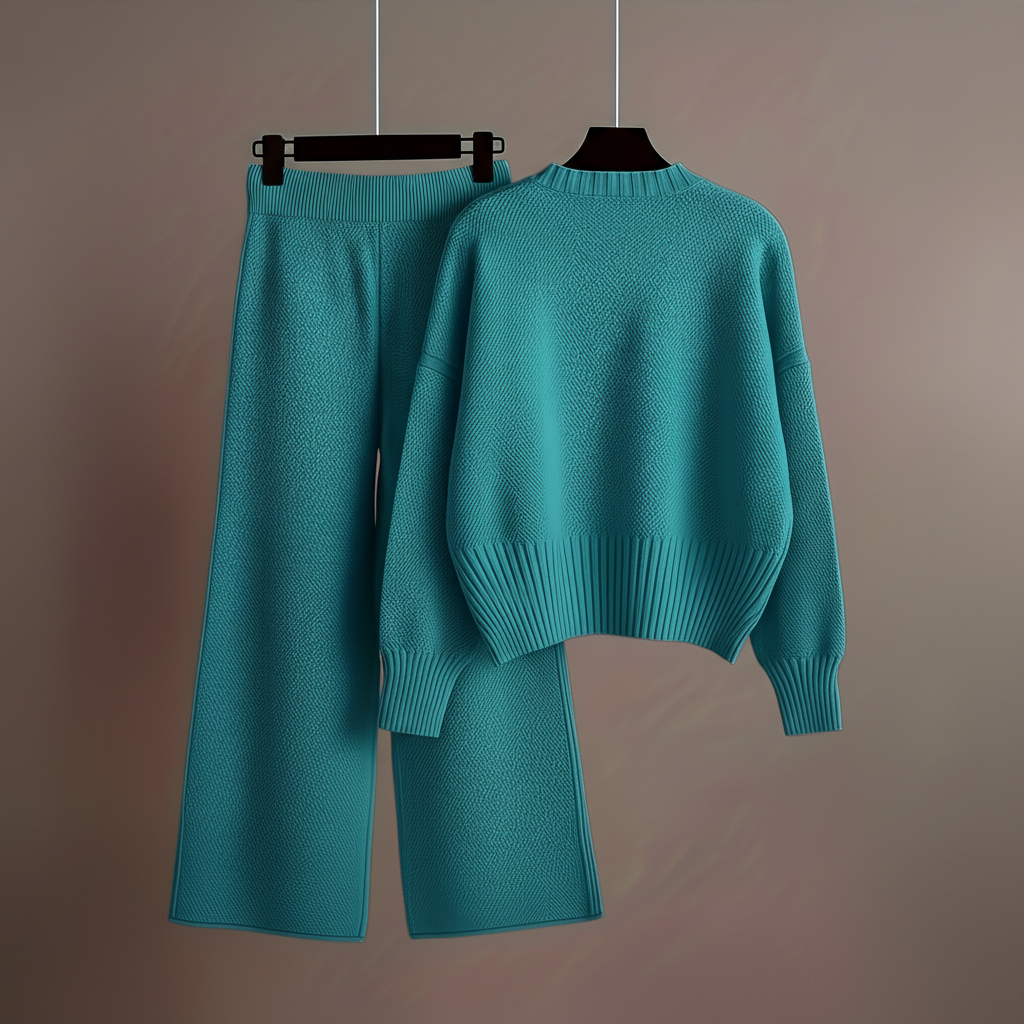 Seed Stitch Knit Sweater Pants Set