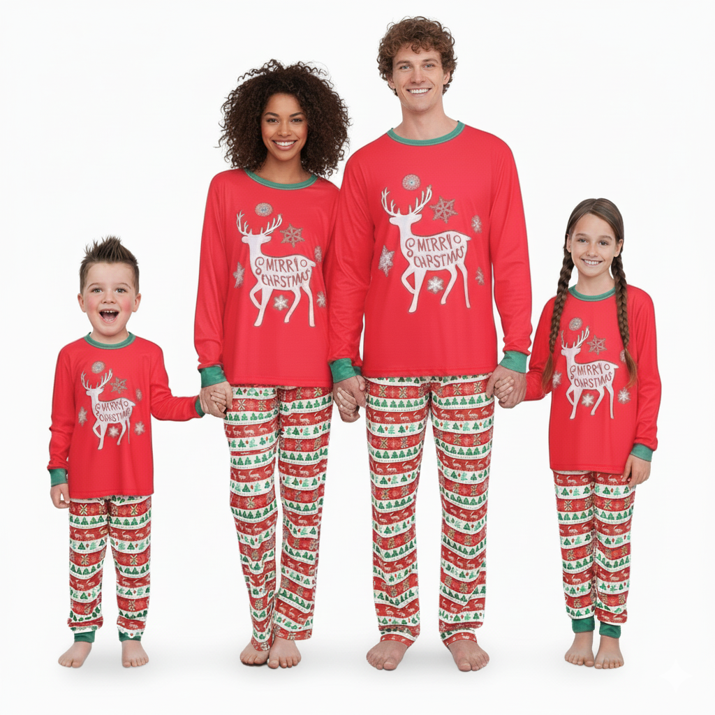 Deer Print Matching Family Christmas Pajama Set