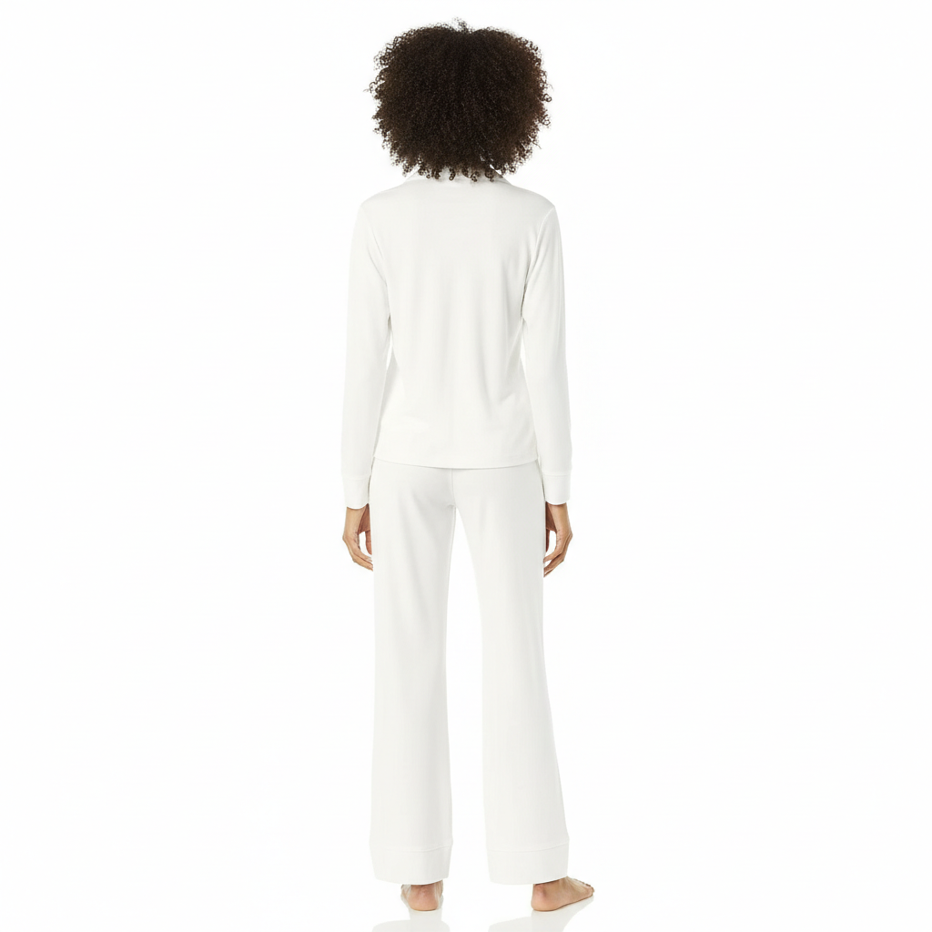 Modal Long Sleeve Shirt Full Length Pajama Set For Women