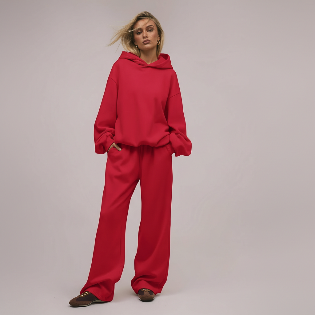 Two Piece Oversized Hoodie And Loose Fit Sweatpants Set With Pockets For Women