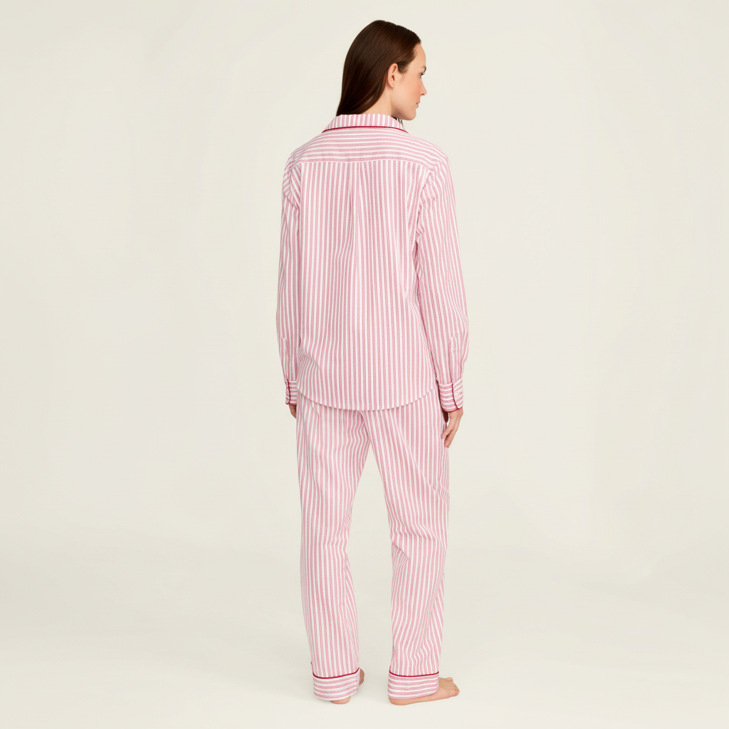 Classic Twill Pajama Set With Button Shirt And Lounge Pants