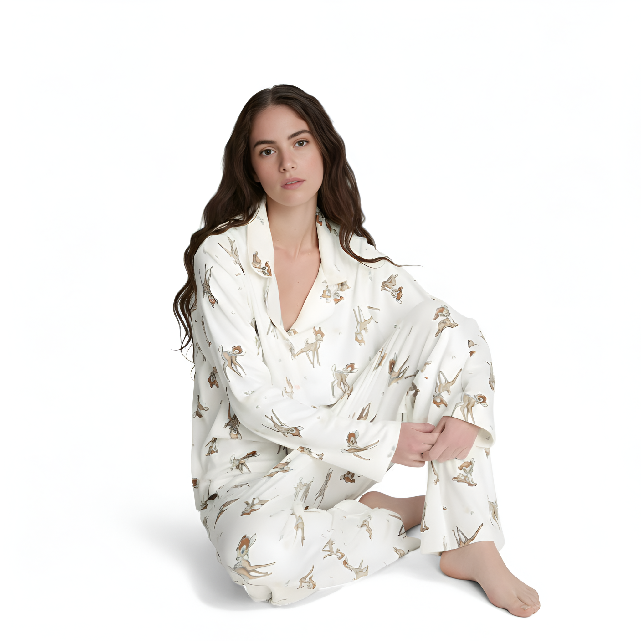 Bambi Printed Long Sleeve Pajama Set