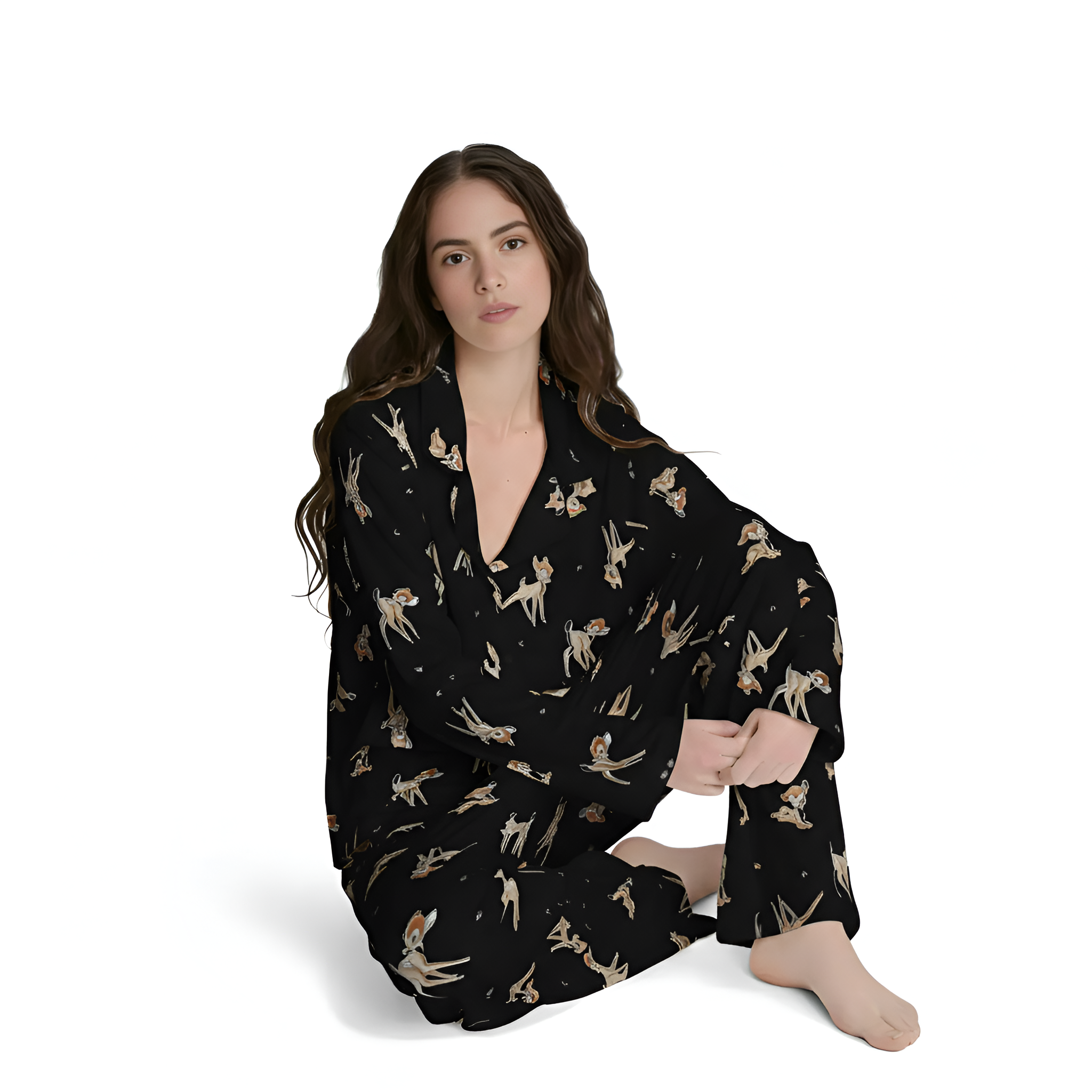 Bambi Printed Long Sleeve Pajama Set