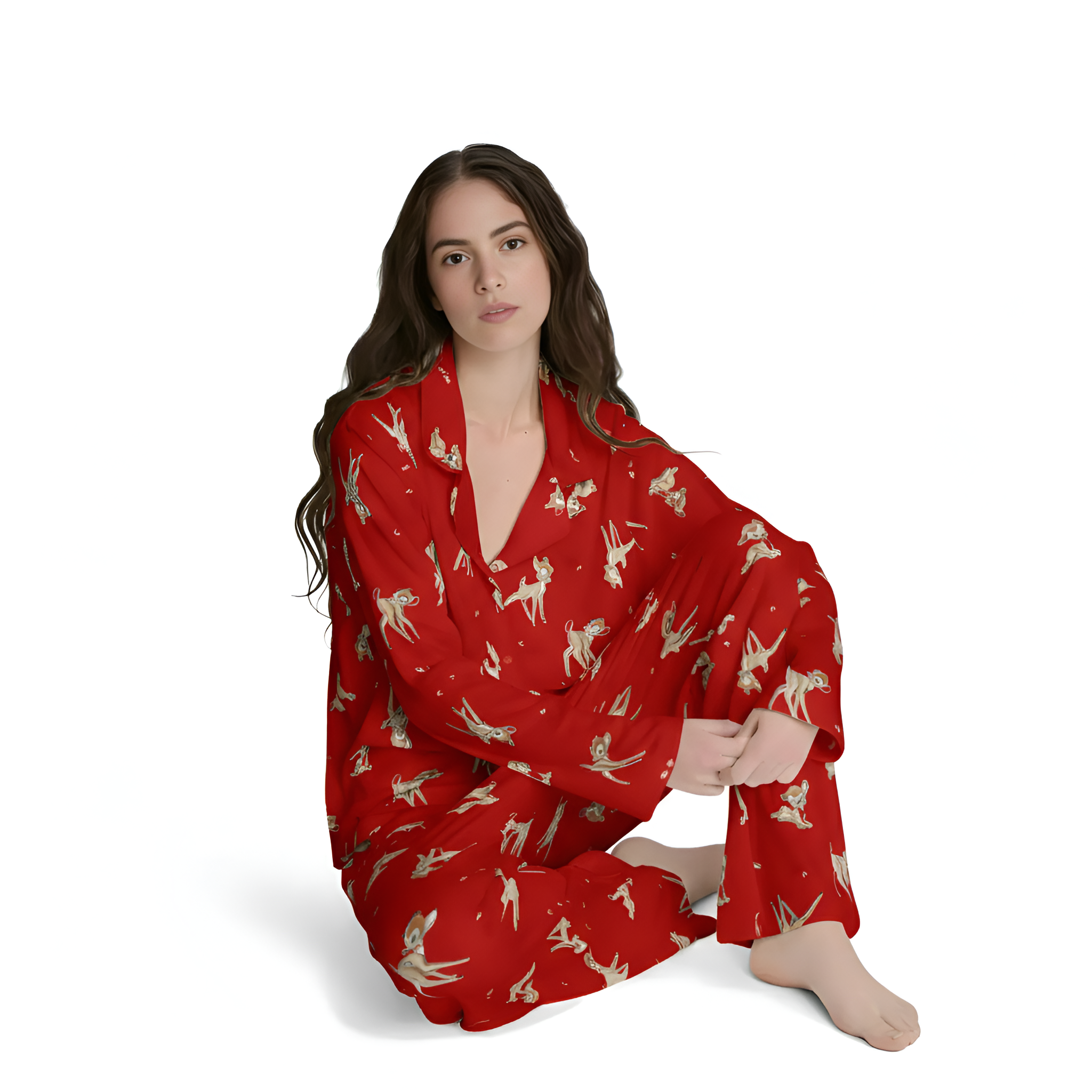 Bambi Printed Long Sleeve Pajama Set