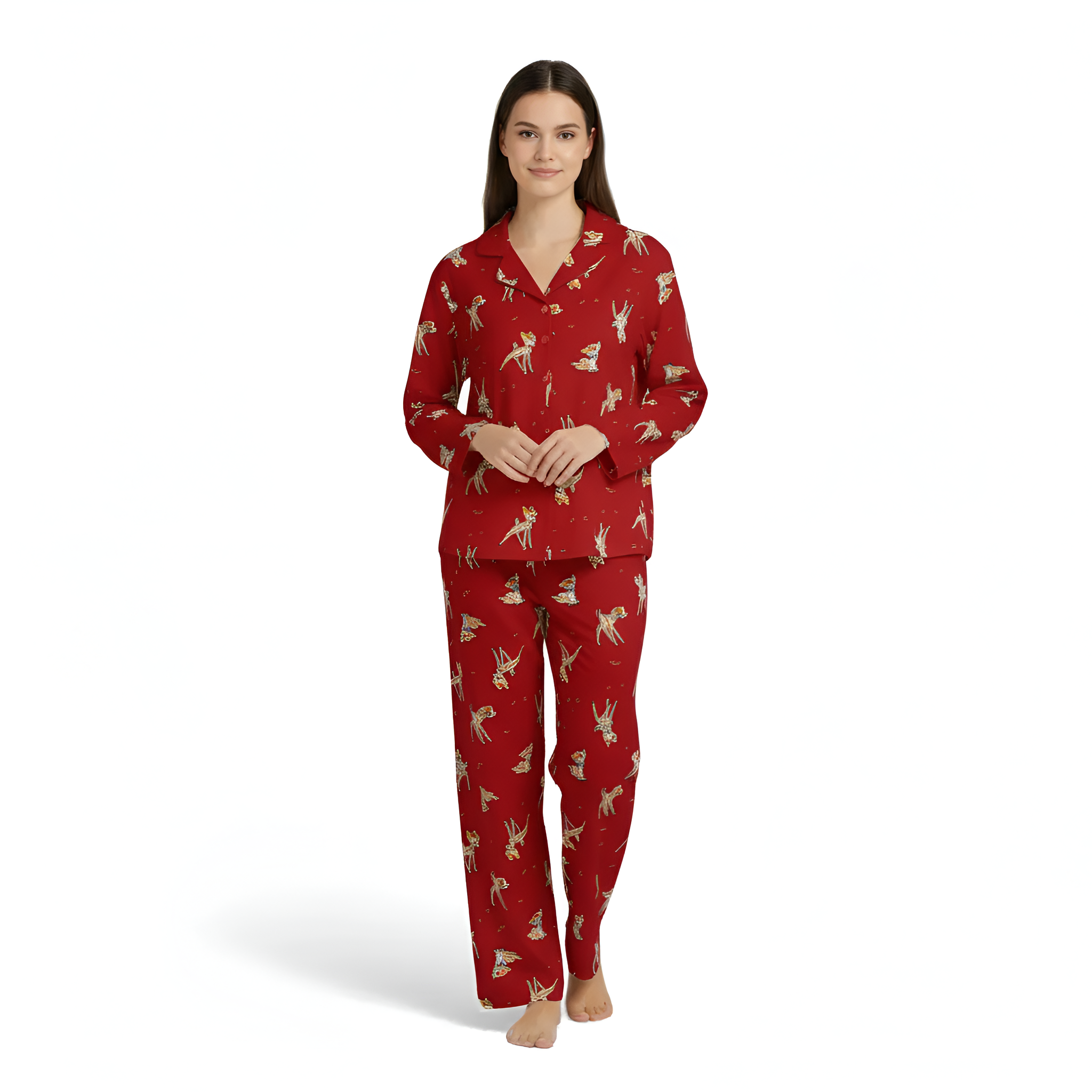 Bambi Printed Long Sleeve Pajama Set