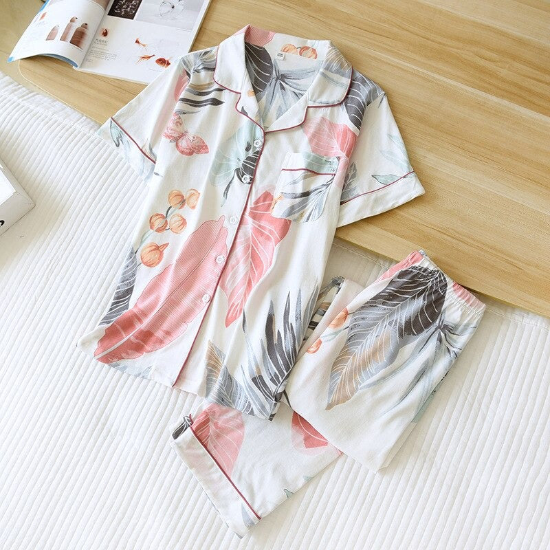 Casual Short Sleeved Pajama Set-Original Pajamas