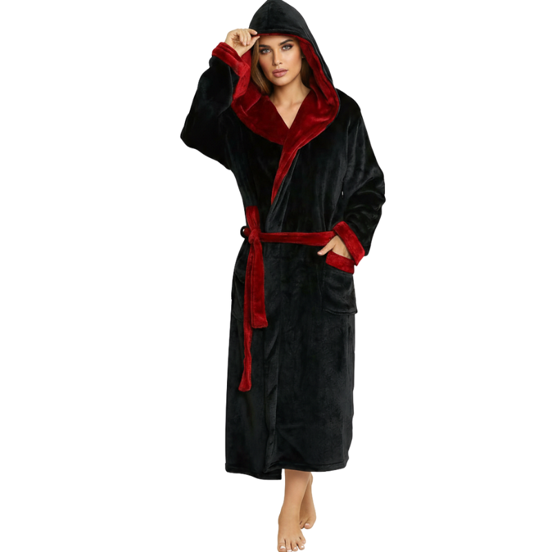Soft Hooded Fleece Bathrobe For Women