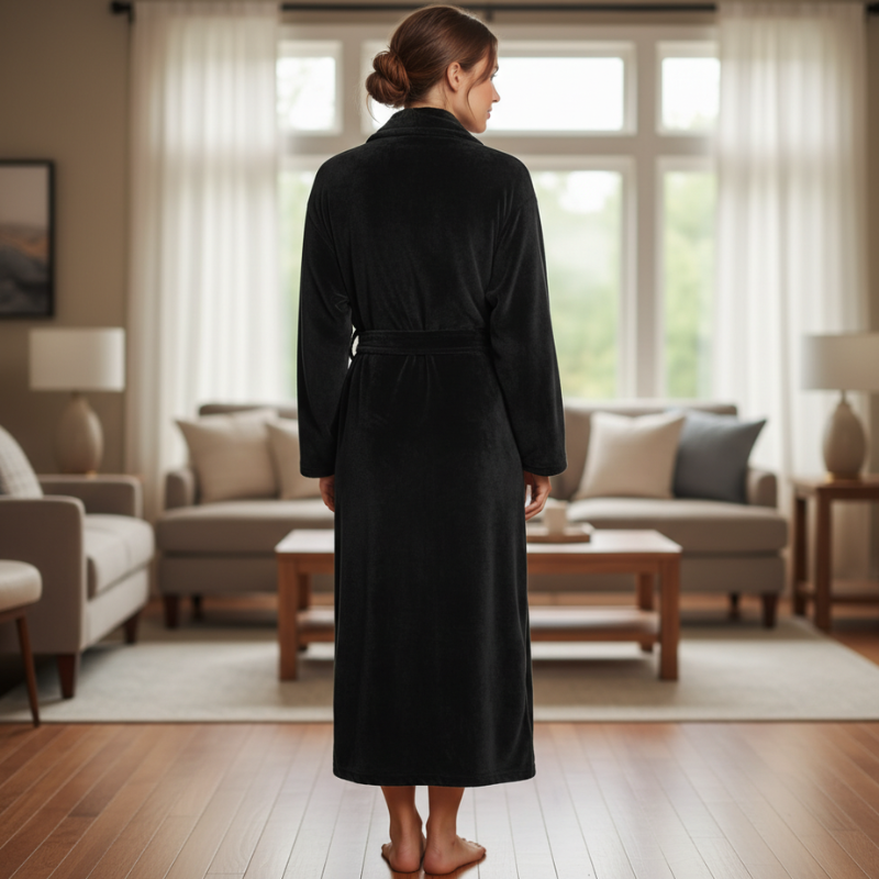 Long Plush Fleece Winter Bathrobe For Women