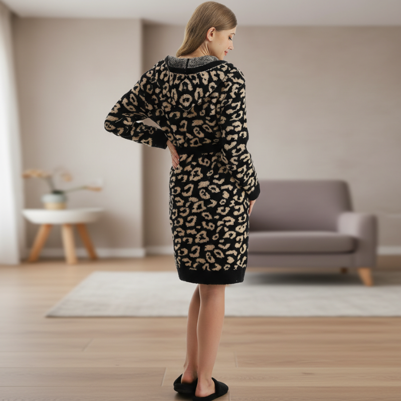 Lightweight Hooded Wrap Design Bathrobe For Women