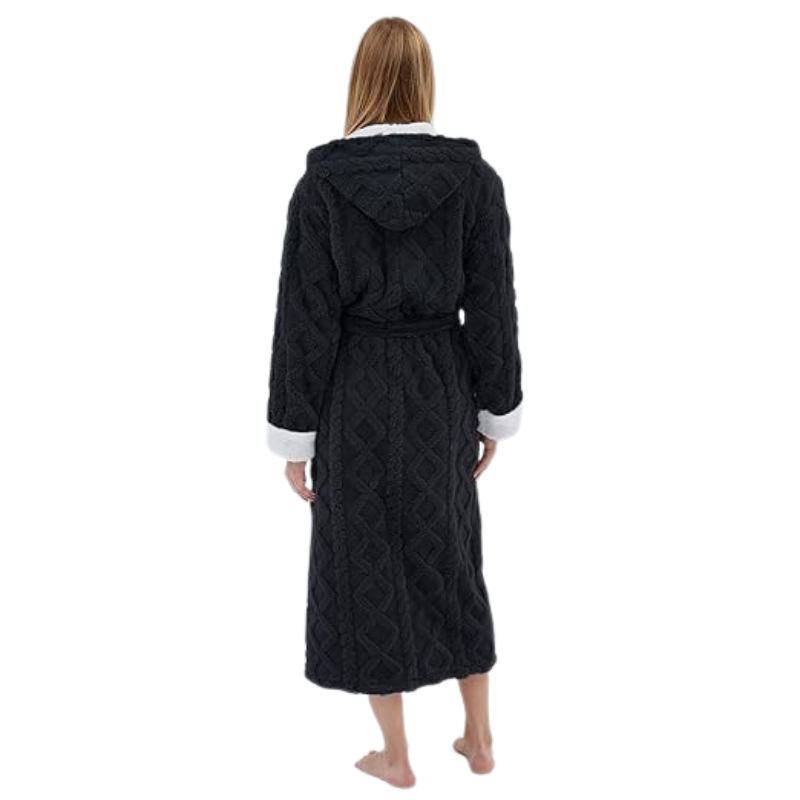 Hooded Fleece Full Length Bathrobe For Women