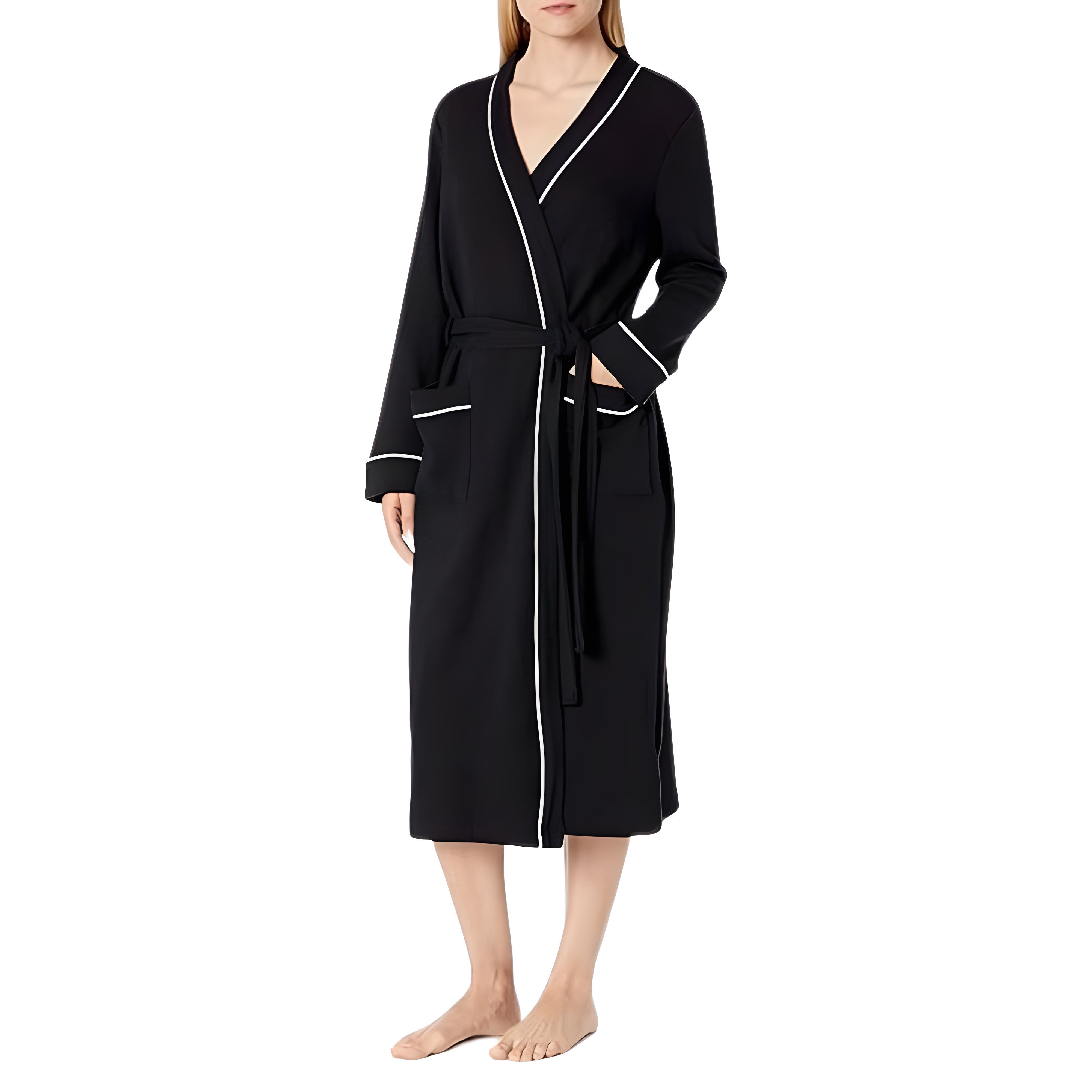 Lightweight Waffle Knit Full Length Bathrobe Home Wear For Women