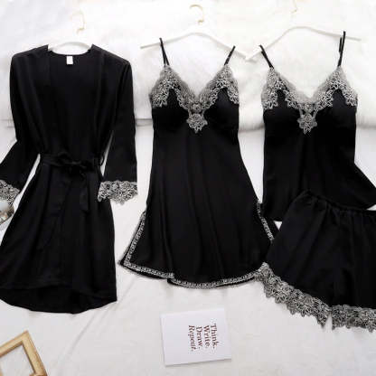 Women's 5 Piece Lace Satin Pajamas Set-Original Pajamas