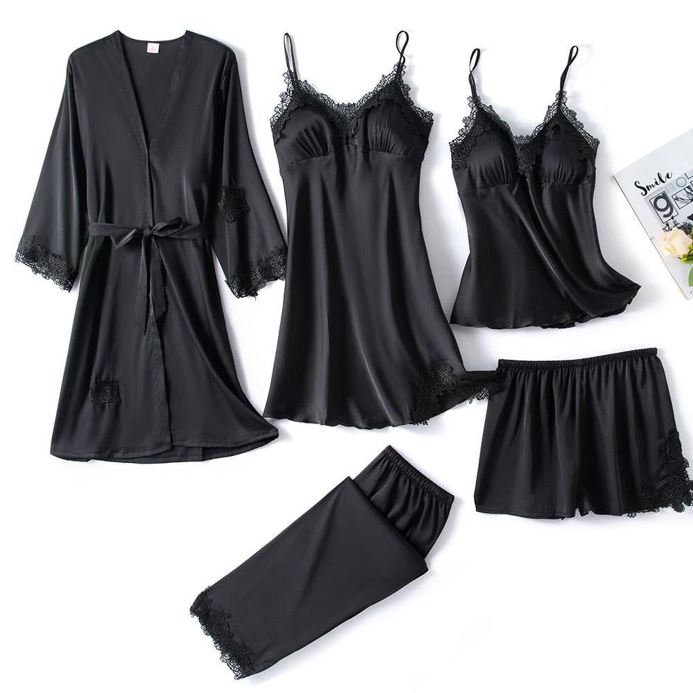 Women's 5 Piece Satin Pajamas Set-Original Pajamas