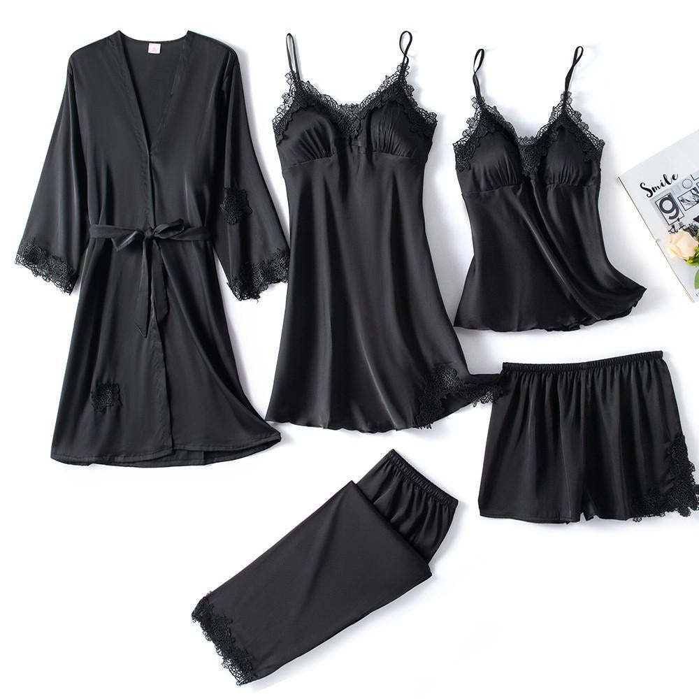 Women's 5 Piece Satin Pajamas Set-Original Pajamas