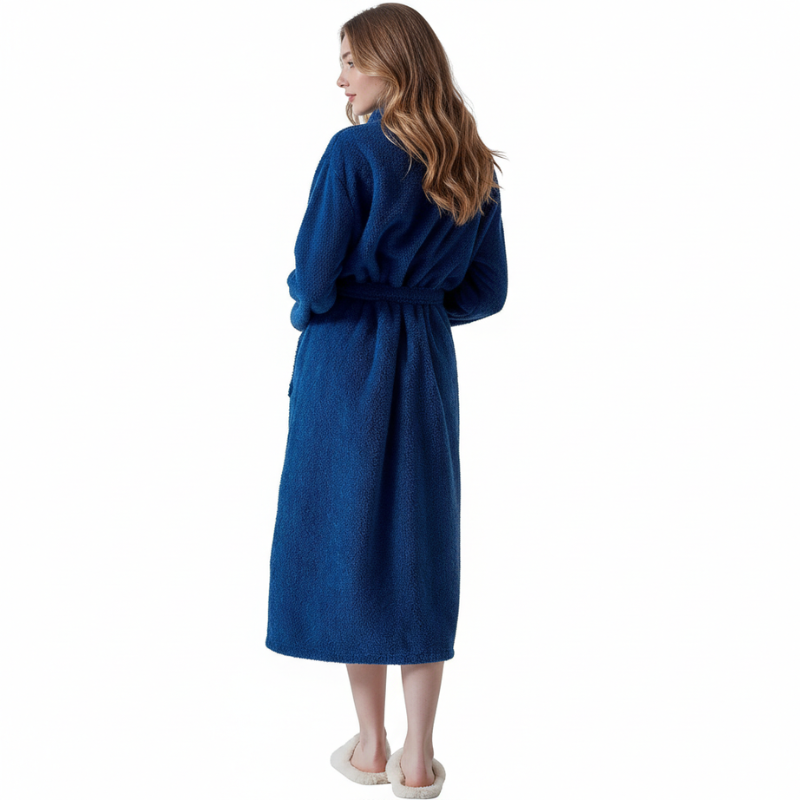 Fleece Shawl Collar Design Bathrobe For Women