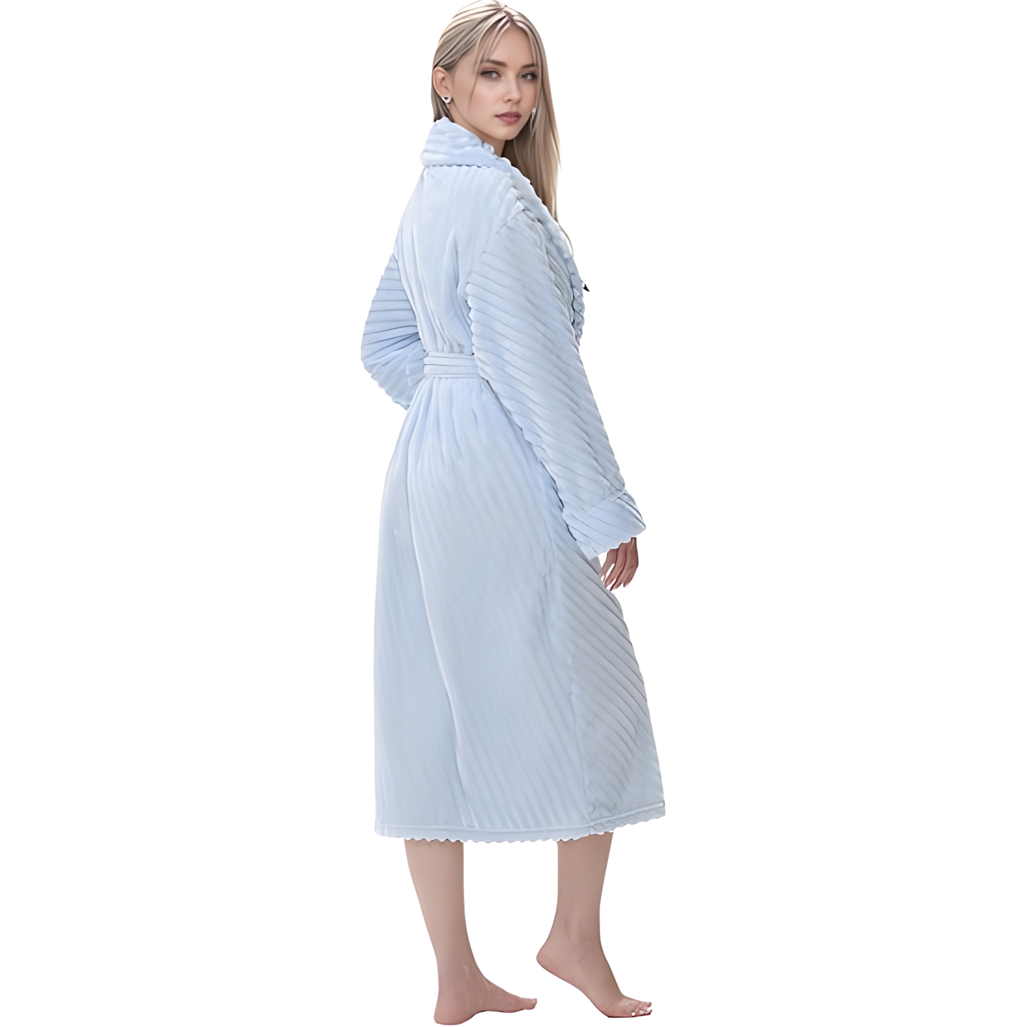 Soft Plush Fleece Long Bathrobe For Women Home Lounge