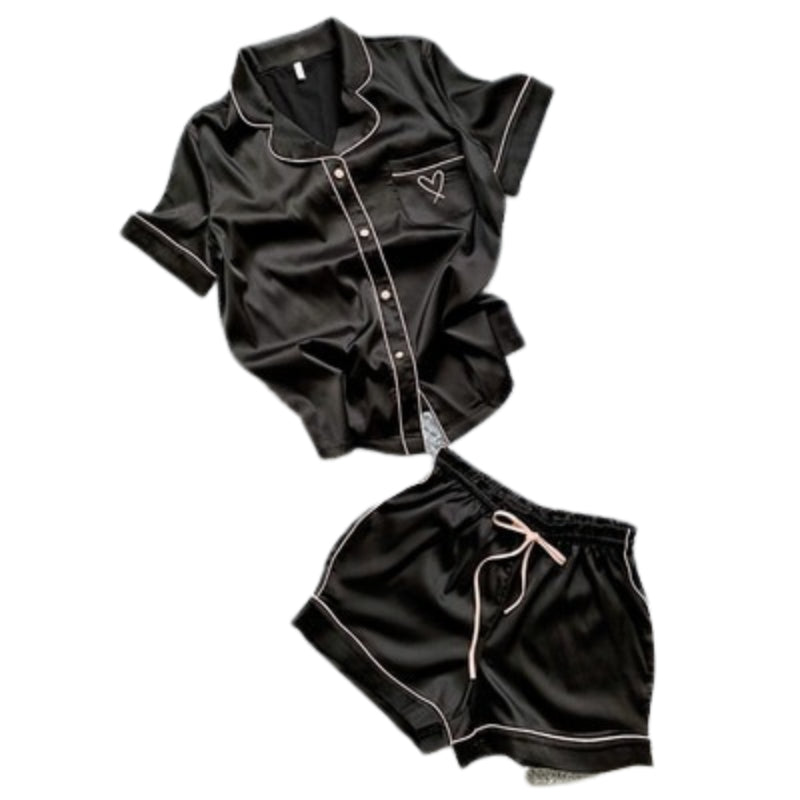 Women Suit Heart Embroidered Pajamas-Original Pajamas