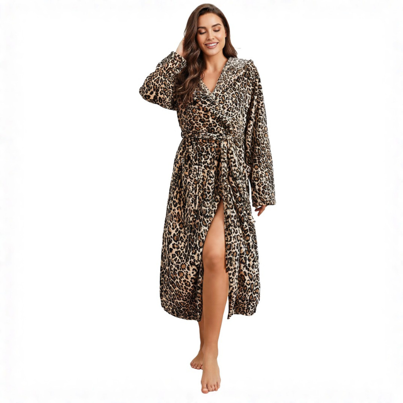Soft Hooded Fleece Bathrobe For Women