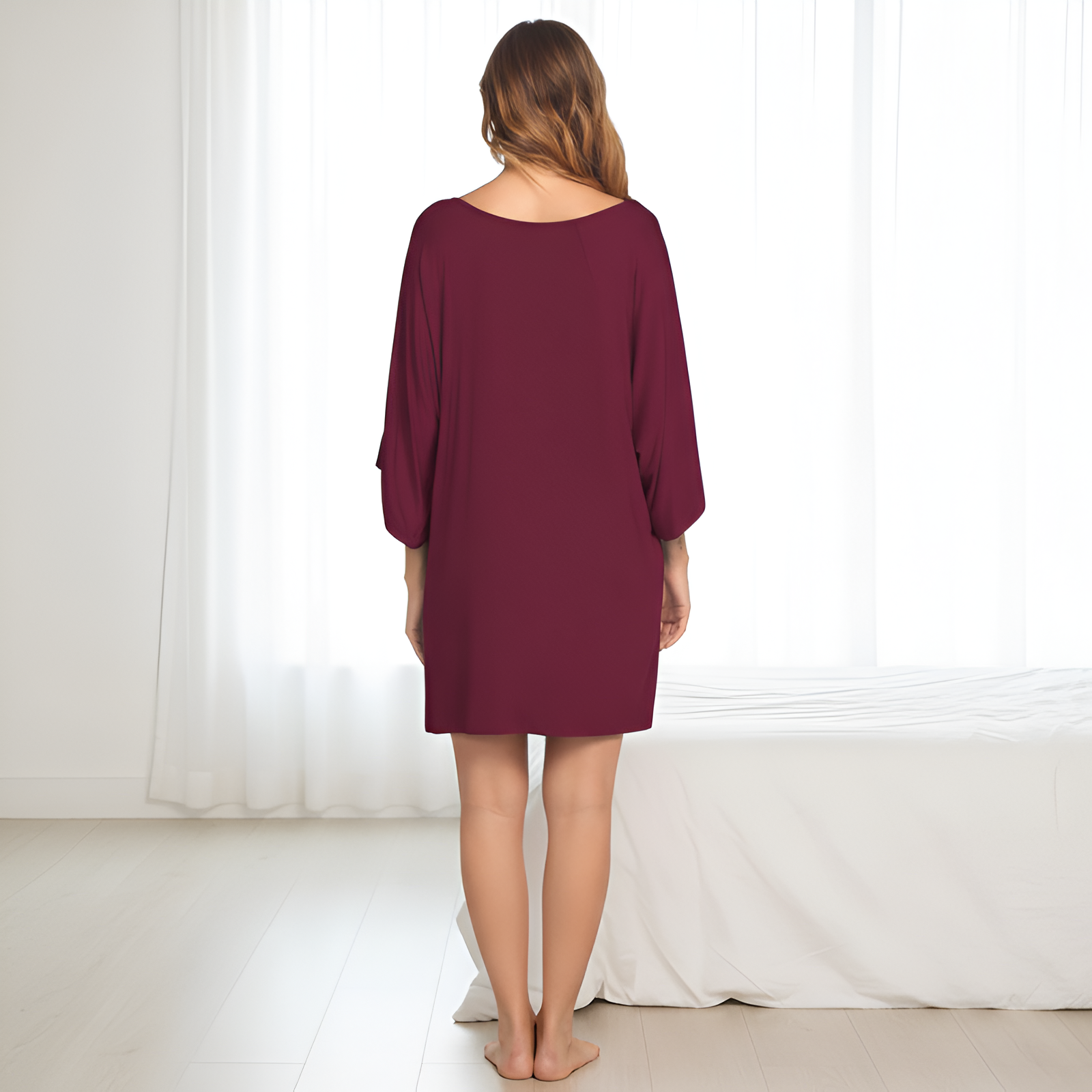 Casual Oversized Sleepshirt Batwing Sleeve Nightgown For Women