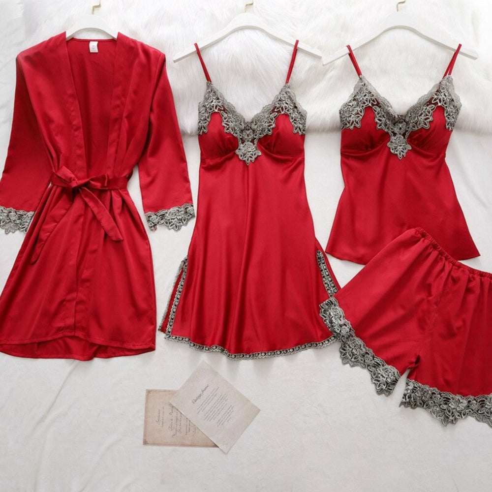 Women Gown Set V-Neck Nighties Wear-Original Pajamas