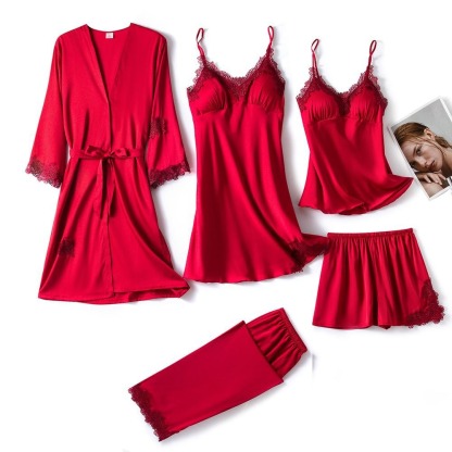 Women's 5 Piece Satin Pajamas Set-Original Pajamas