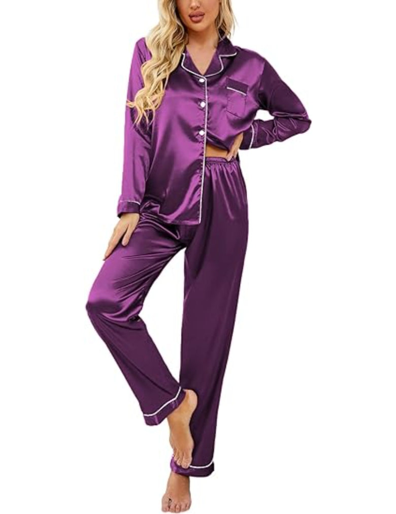 Button Down Classic Long Pajamas Set