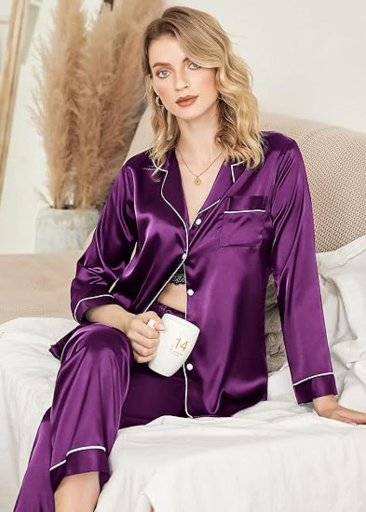 Button Down Classic Long Pajamas Set-Original PajamasButton Down Classic Long Pajamas Set - Image 13