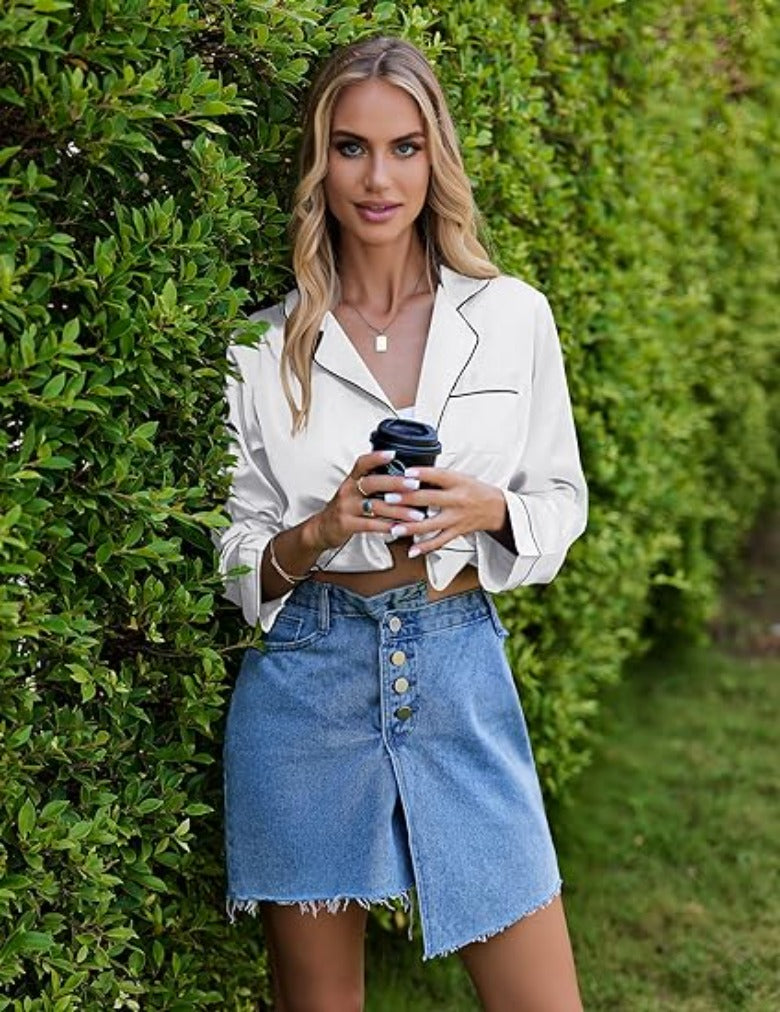 Button Down Classic Long Pajamas Set-Original Pajamas