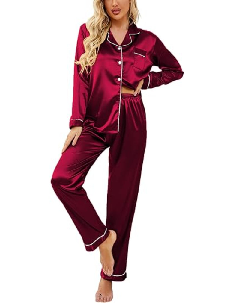 Button Down Classic Long Pajamas Set-Original PajamasButton Down Classic Long Pajamas Set - Image 4