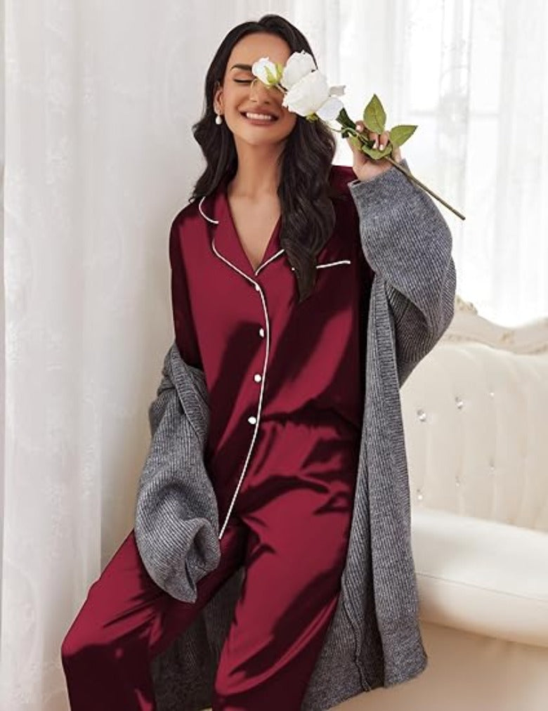 Button Down Classic Long Pajamas Set-Original Pajamas