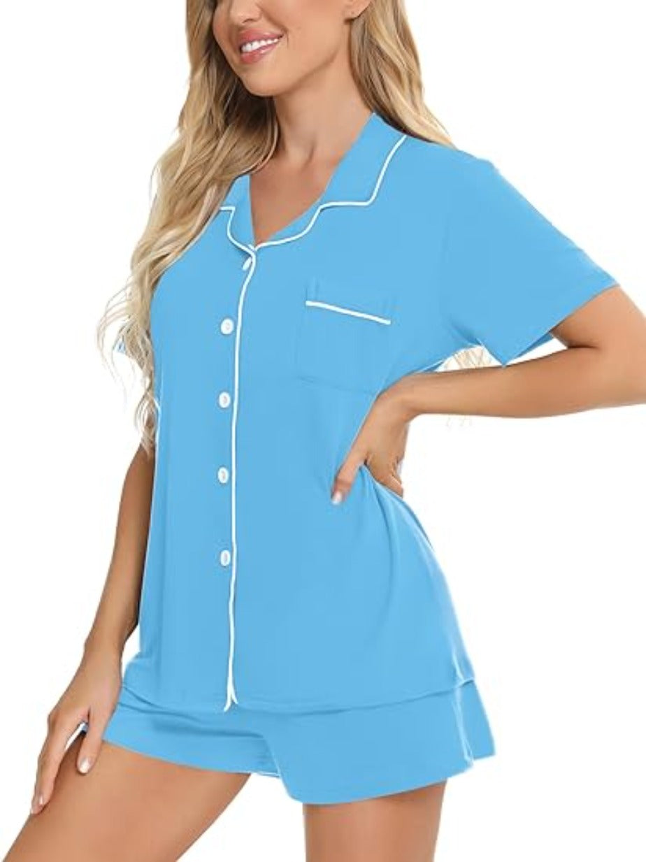 Button Down Comfy Short Sleeve Pajamas Set-Original Pajamas