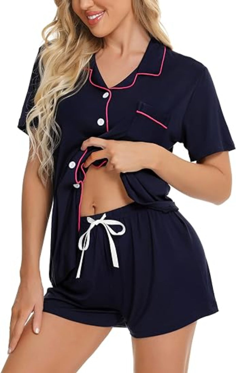 Button Down Comfy Short Sleeve Pajamas Set-Original Pajamas