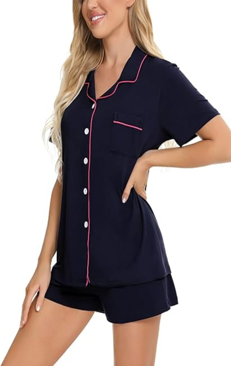 Button Down Comfy Short Sleeve Pajamas Set-Original Pajamas