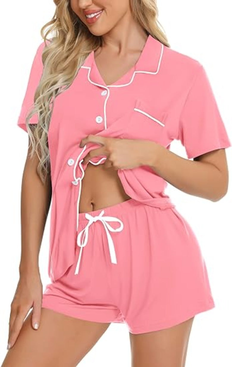 Button Down Comfy Short Sleeve Pajamas Set-Original Pajamas