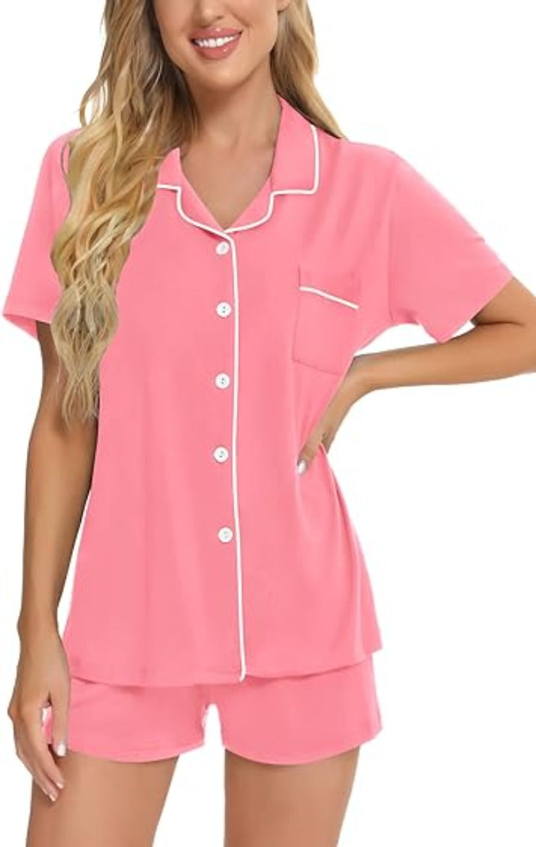 Button Down Comfy Short Sleeve Pajamas Set-Original Pajamas