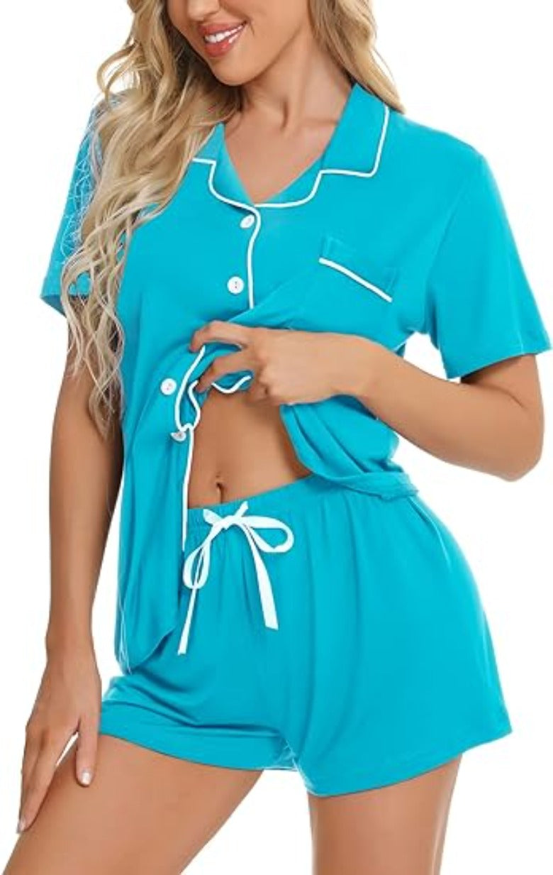 Button Down Comfy Short Sleeve Pajamas Set-Original Pajamas