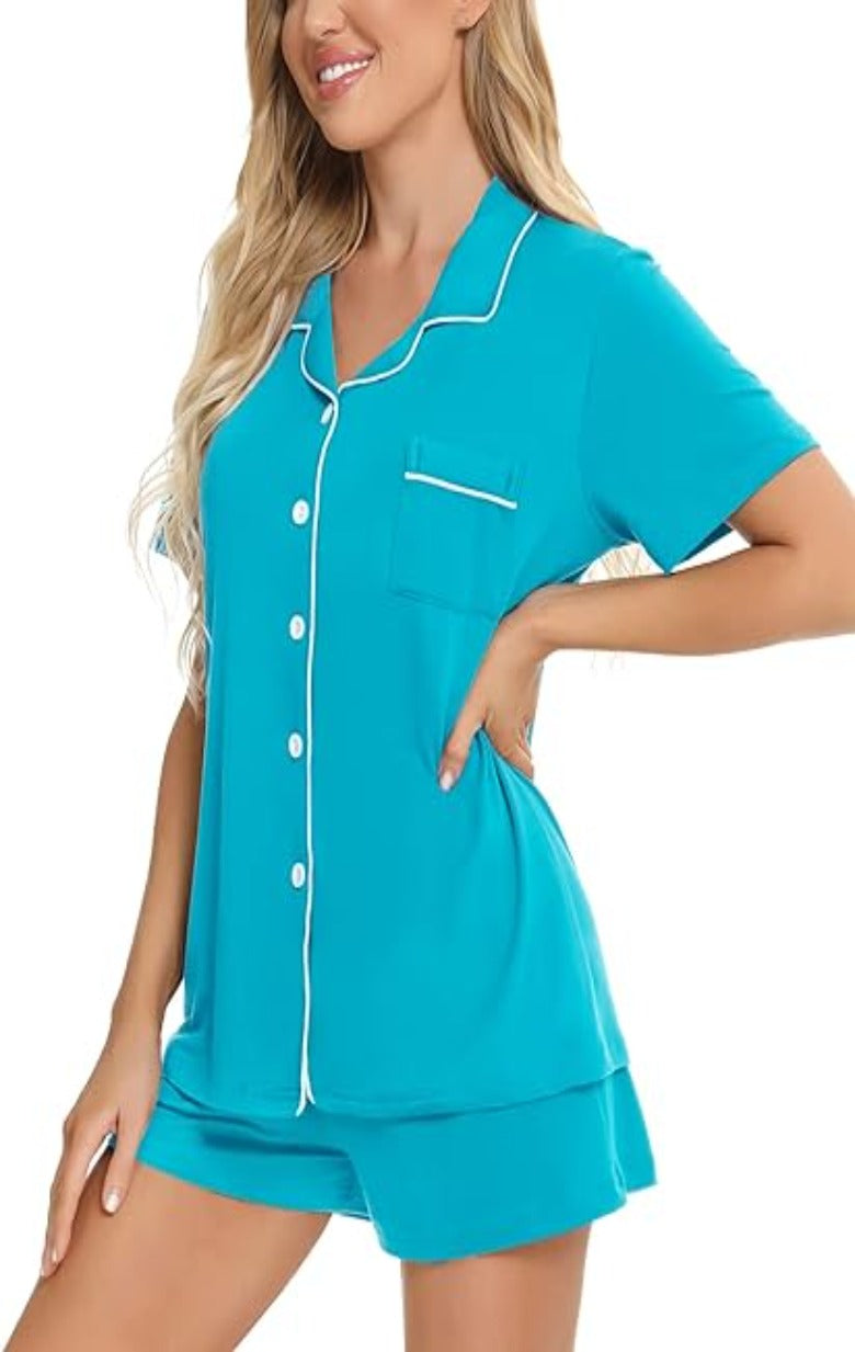 Button Down Comfy Short Sleeve Pajamas Set-Original Pajamas