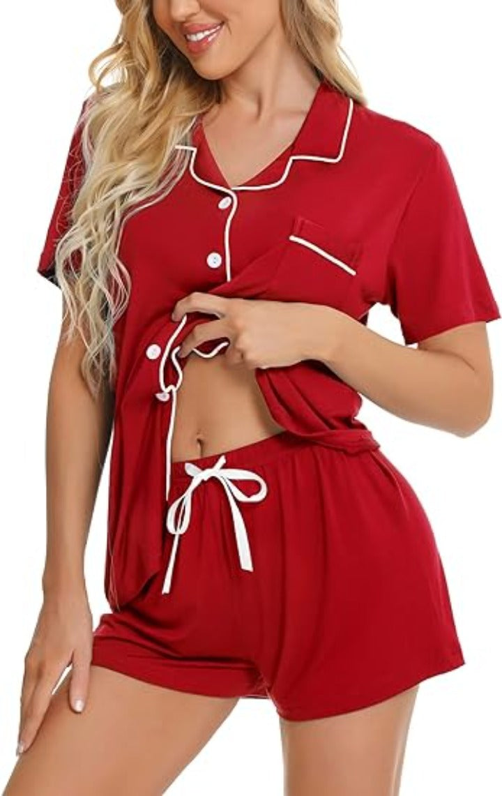 Button Down Comfy Short Sleeve Pajamas Set-Original Pajamas