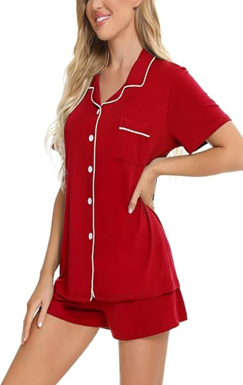 Button Down Comfy Short Sleeve Pajamas Set-Original Pajamas