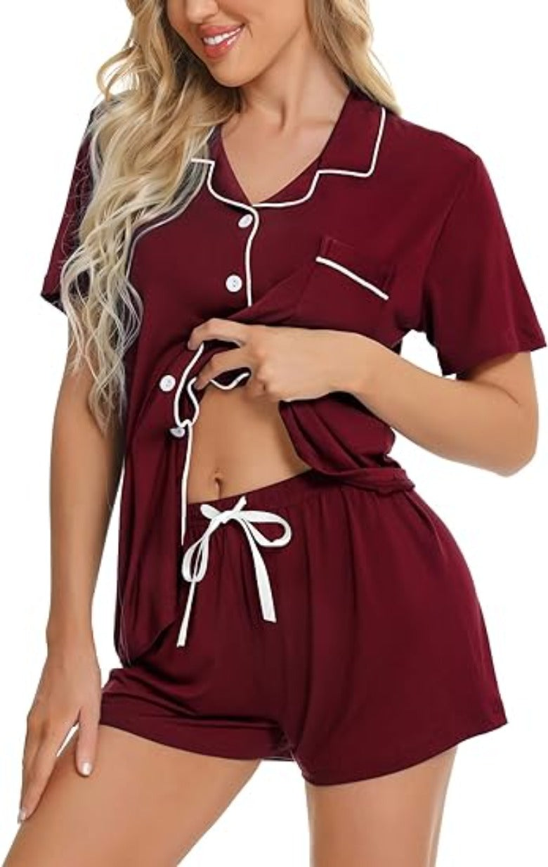 Button Down Comfy Short Sleeve Pajamas Set-Original Pajamas