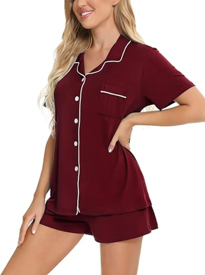 Button Down Comfy Short Sleeve Pajamas Set-Original Pajamas