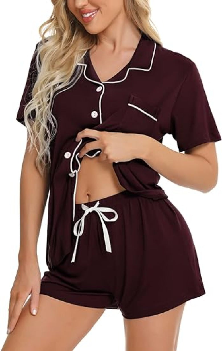 Button Down Comfy Short Sleeve Pajamas Set-Original Pajamas