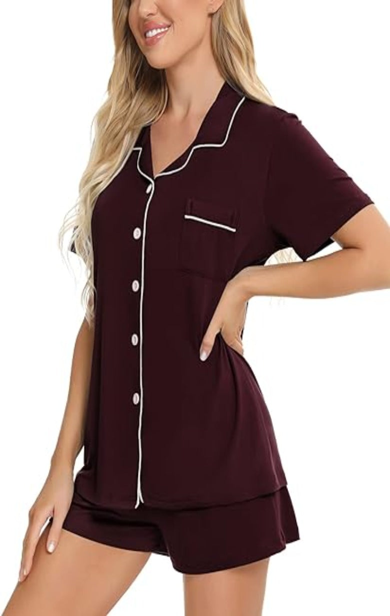 Button Down Comfy Short Sleeve Pajamas Set-Original Pajamas