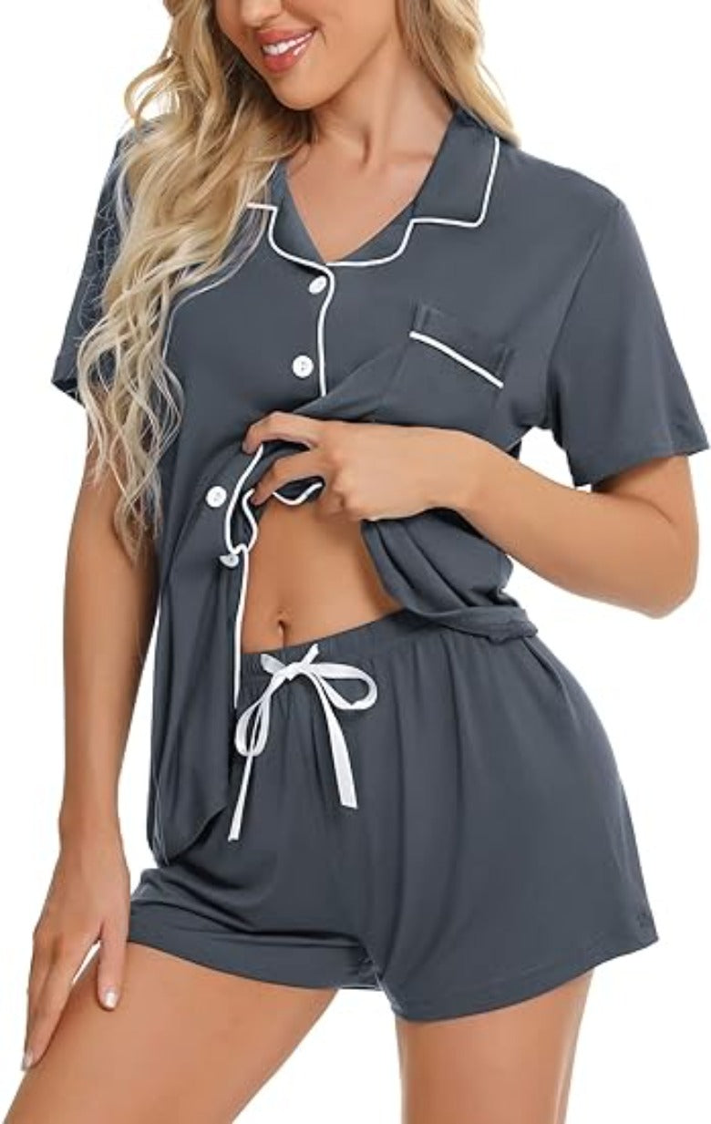 Button Down Comfy Short Sleeve Pajamas Set-Original Pajamas