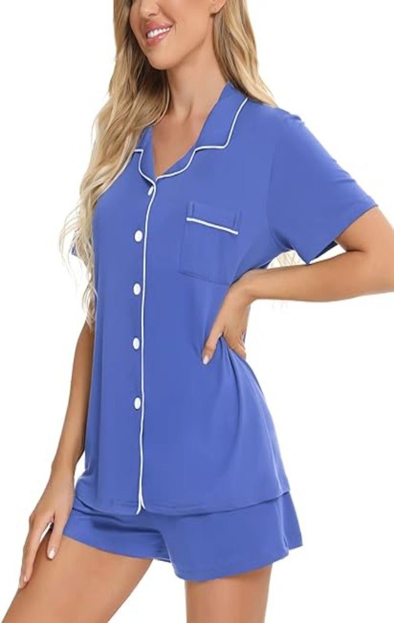 Button Down Comfy Short Sleeve Pajamas Set-Original Pajamas