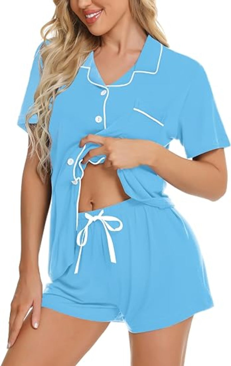 Button Down Comfy Short Sleeve Pajamas Set-Original Pajamas