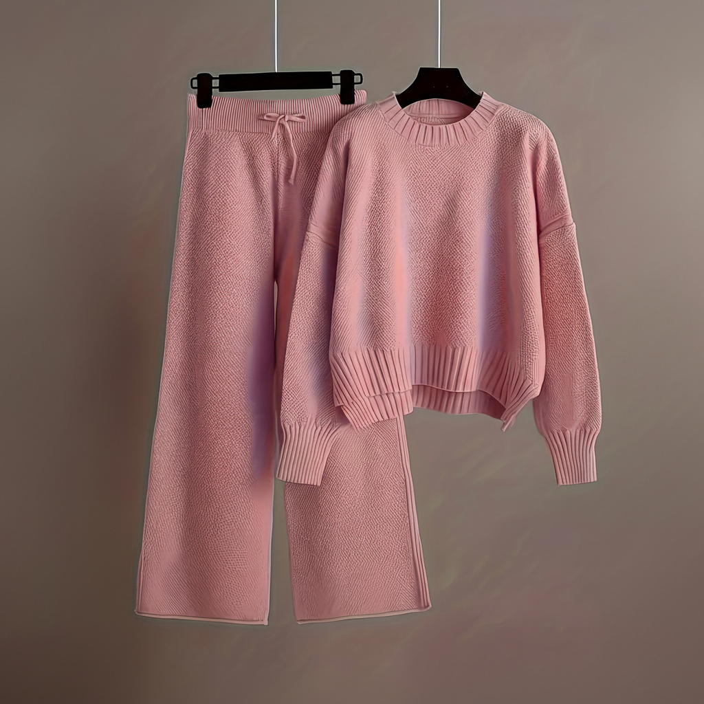 Seed Stitch Knit Sweater Pants Set