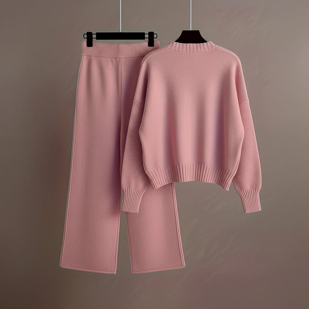 Seed Stitch Knit Sweater Pants Set