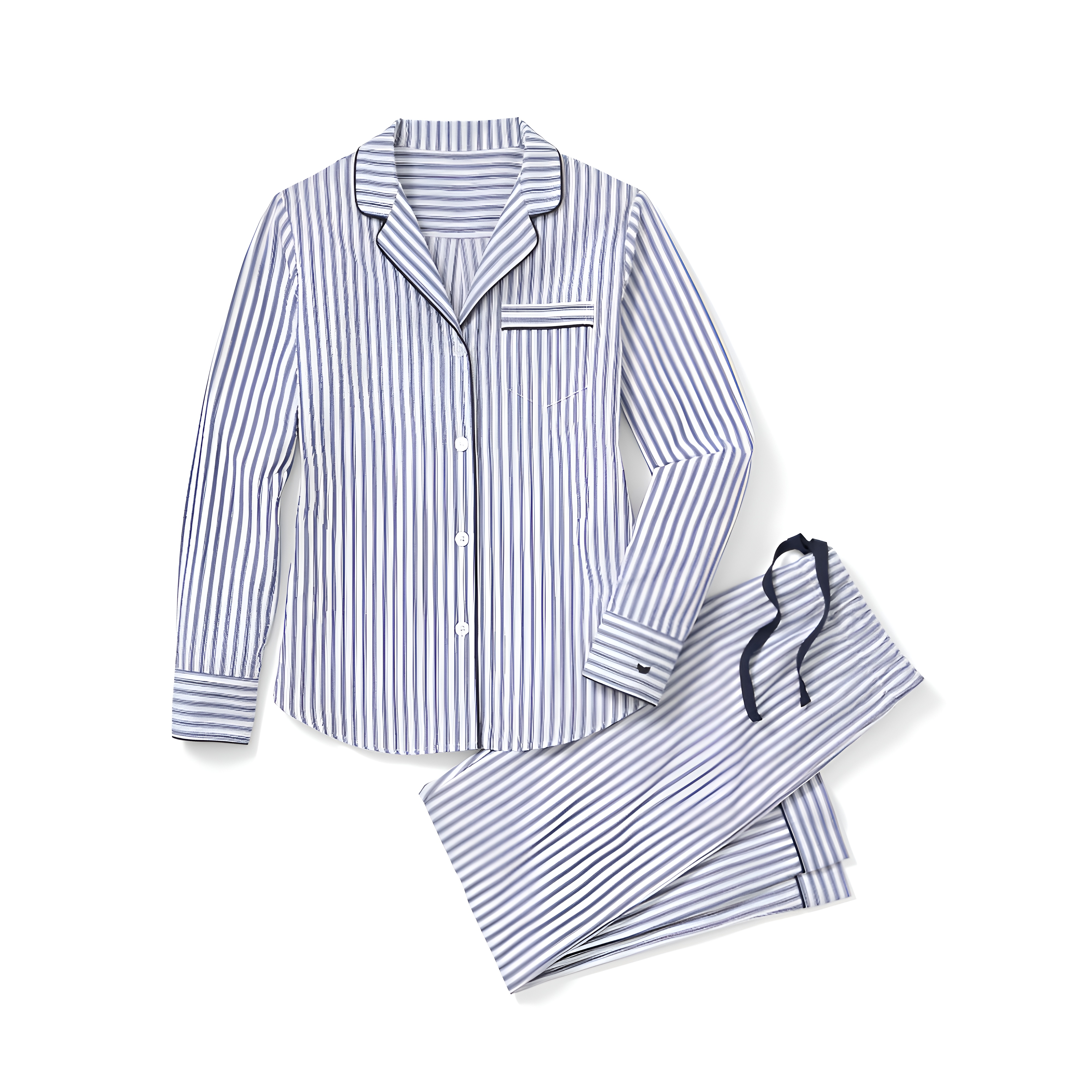 Classic Twill Pajama Set With Button Shirt And Lounge Pants